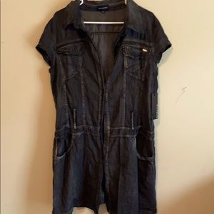 Black soft jean short dress